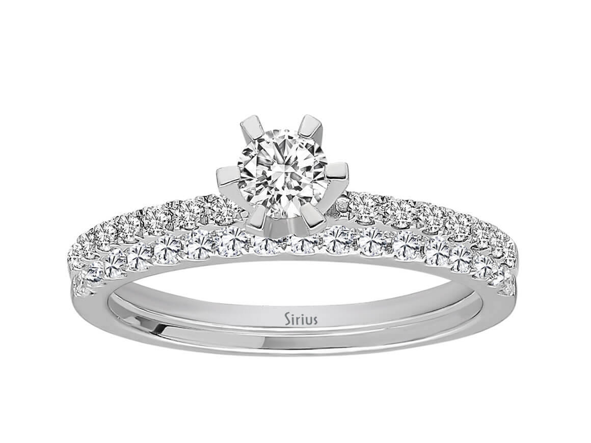 0,55 Carat Diamant Solitär Ring und Allianz - handgefertigter Diamantschmuck aus Feingold | Sirius Diamant