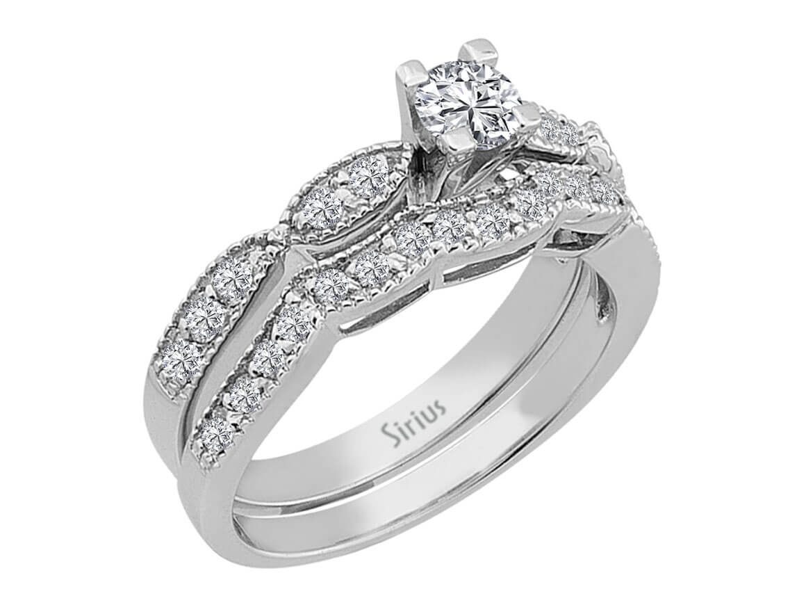 0,70 Karat Diamant Solitär Ring und Allianz - handgefertigter Diamantschmuck aus Feingold | Sirius Diamant