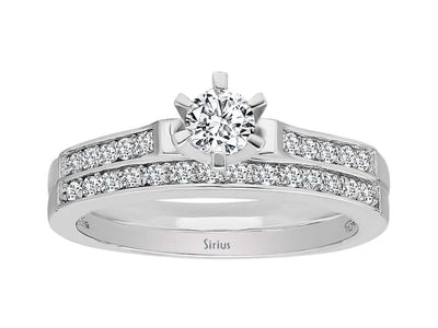 Total 0.46 carat diamond solitaire ring and alliance