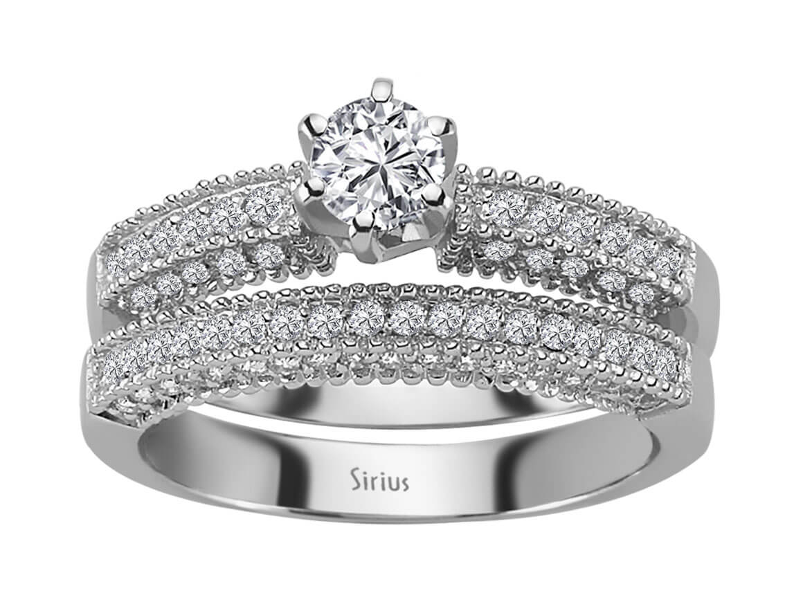 Insgesamt 0,96 Karat Diamant  Solitär Ring und Allianz - handgefertigter Diamantschmuck aus Feingold | Sirius Diamant