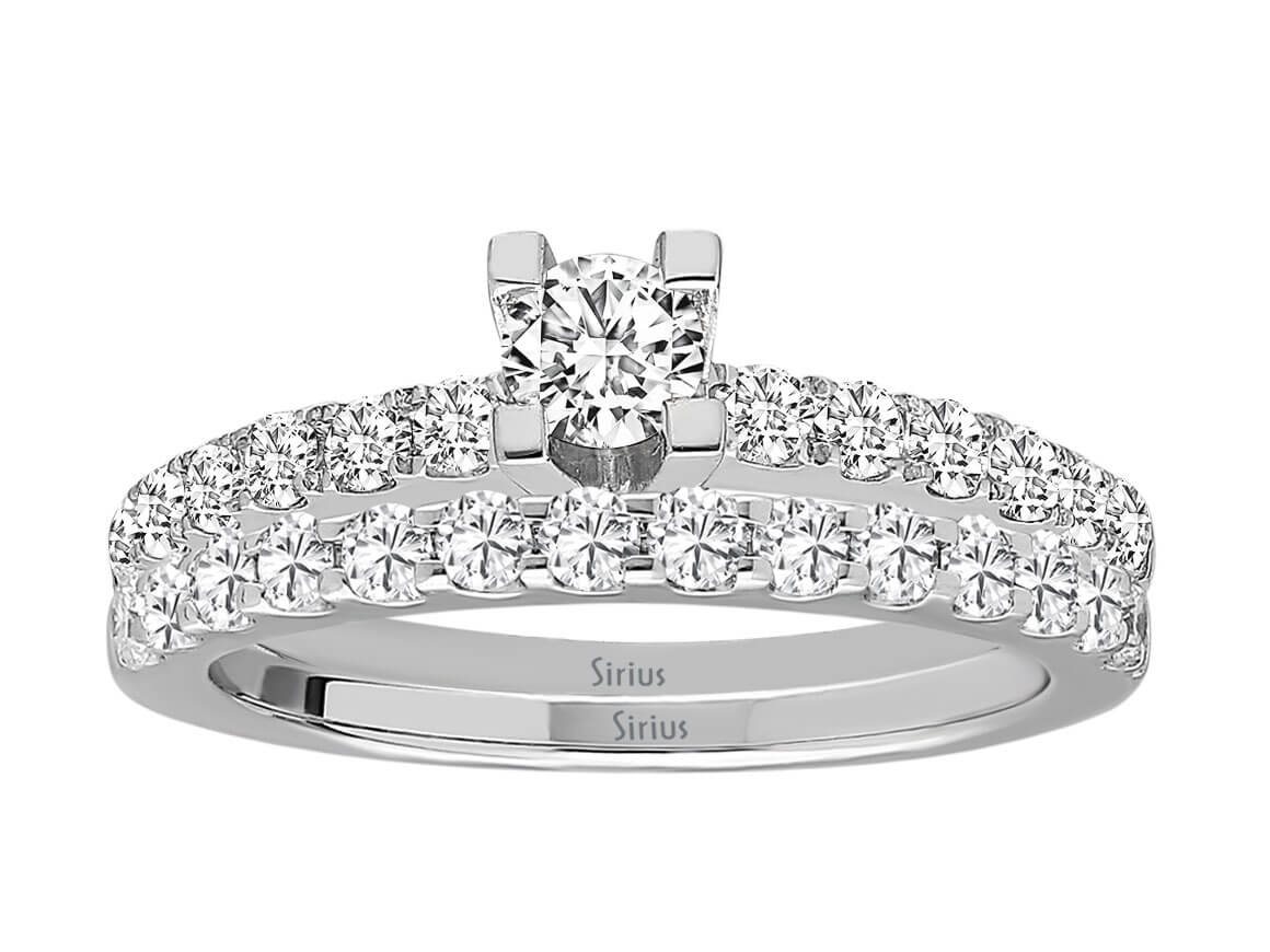 Insgesamt 1,01 Karat Diamant Solitär Ring und Allianz - handgefertigter Diamantschmuck aus Feingold | Sirius Diamant
