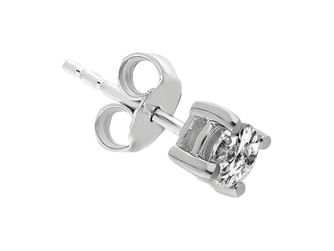 E color 0.17 carat diamond solitaire men's stud earrings in 585 14 carat white gold