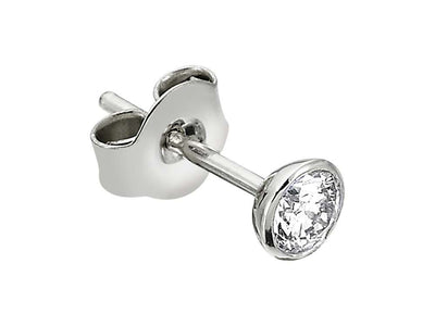 0.19 carat diamond men's earring in 585 14 carat white gold