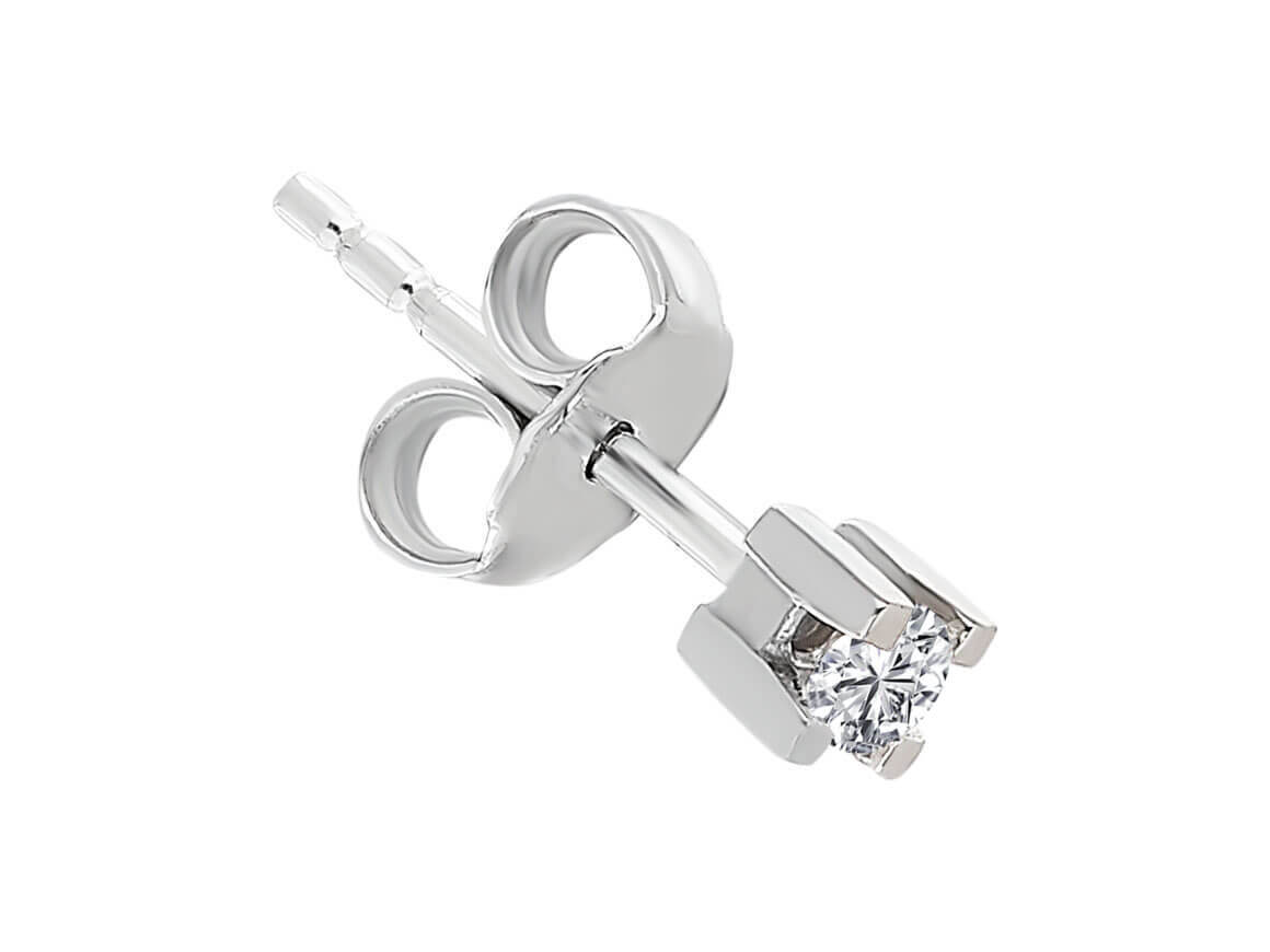 0,06 Karat Diamant Solitär Herren Ohrstecker in 8 K Weißgold - handgefertigter Diamantschmuck aus Feingold | Sirius Diamant