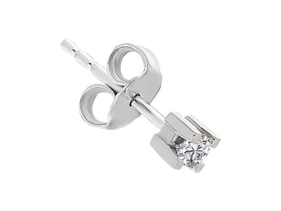 0.06 carat diamond solitaire men's stud earrings in 8 K white gold