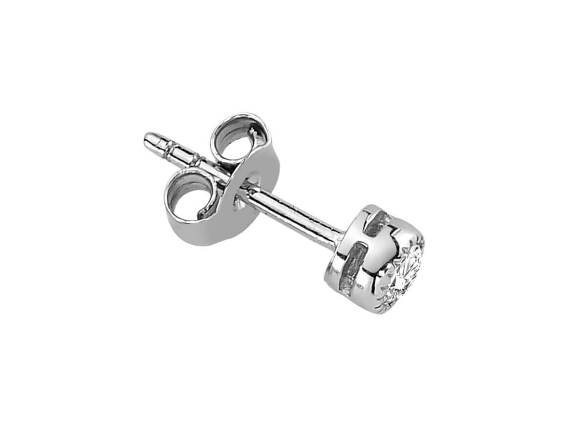0.17 carat solitaire diamond men's earring in 585 14 K white gold