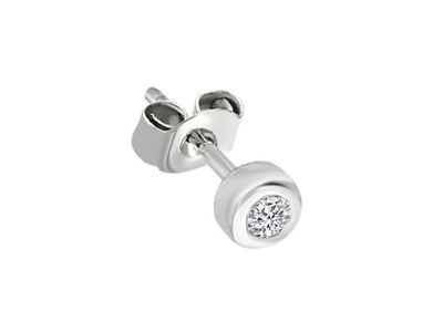 0.05 carat diamond solitaire men's earring in 585 14 carat white gold