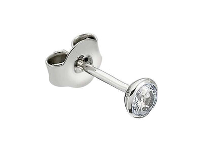 0.14 carat solitaire diamond men's earring in 14 carat white gold