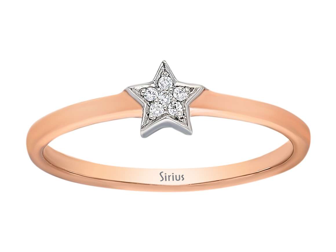 0,03 Gesamtkarat Diamant Stern Ring - handgefertigter Diamantschmuck aus Feingold | Sirius Diamant