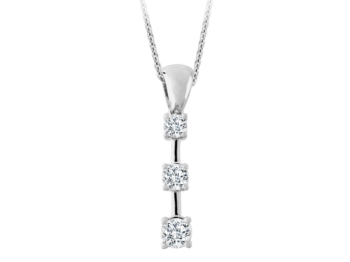0,62 Karat Diamant Tria Collier in 585er 14 Karat Weißgold - handgefertigter Diamantschmuck aus Feingold | Sirius Diamant