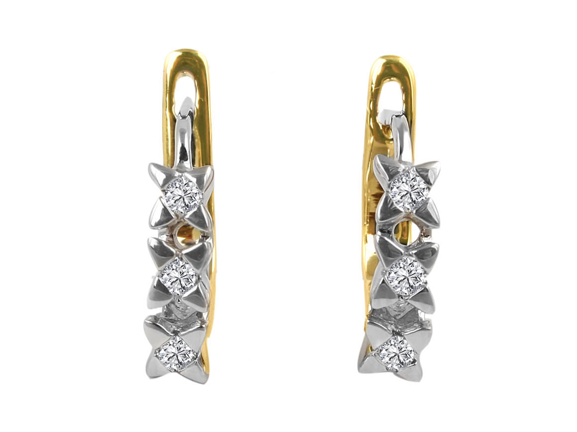0,21 Karat Diamant Tria Ohrringe in 333er 8 Karat Gelb- und Weißgold - handgefertigter Diamantschmuck aus Feingold | Sirius Diamant