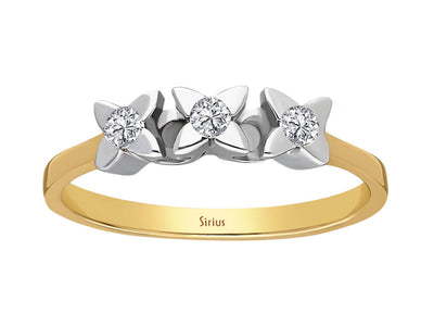 Bague trio de diamants de 0,11 carat en or jaune et blanc 8 carats
