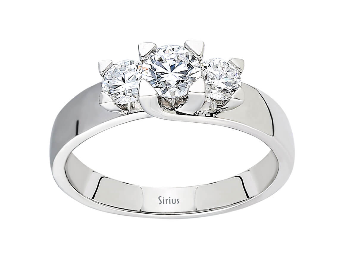Bague trio de diamants de 0,75 carat en or blanc 14 carats