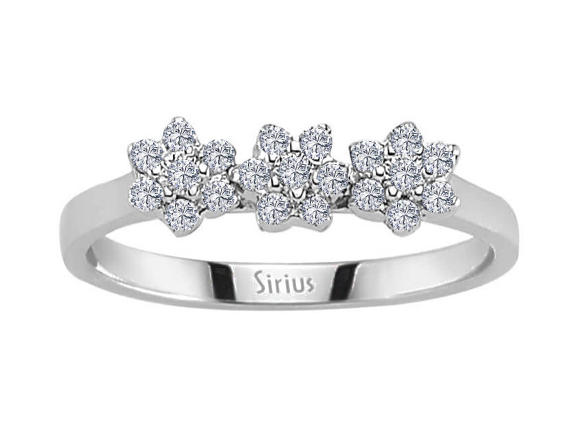 Diamant Tria Effekt Gänseblümchen Ring in 8 K Weißgold - handgefertigter Diamantschmuck aus Feingold | Sirius Diamant