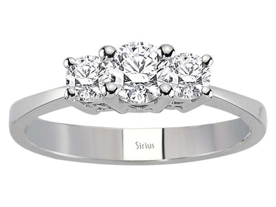 Bague trio de diamants de 0,57 carat en or blanc 18 carats
