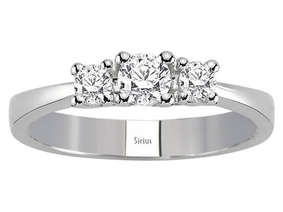 Bague trio de diamants de 0,42 carat en or blanc 14 carats
