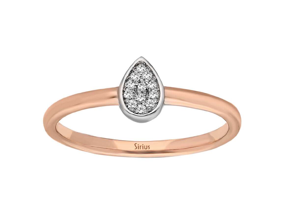 Insgesamt 0,10 Carat Tropfen Diamantring - handgefertigter Diamantschmuck aus Feingold | Sirius Diamant