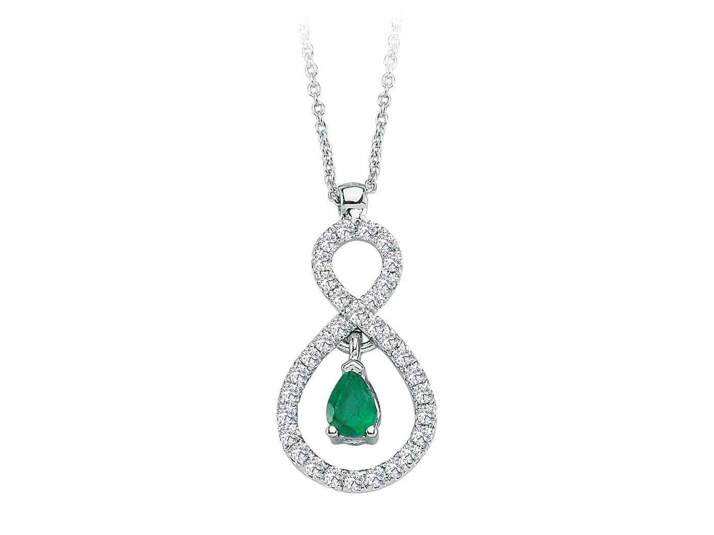 Diamond and drop emerald necklace