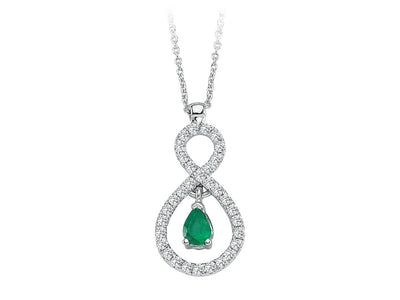 Diamond and drop emerald necklace