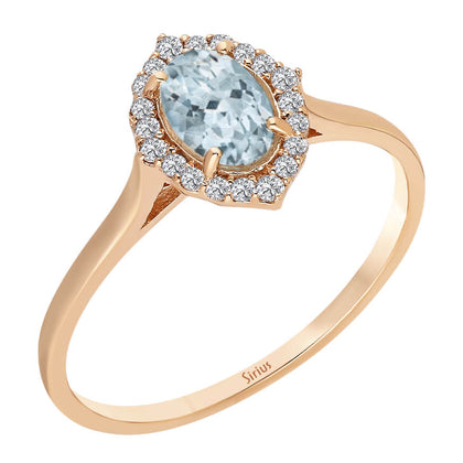 Diamant und Oval Schliff Aquamarin Ring - handgefertigter Diamantschmuck aus Feingold | Sirius Diamant