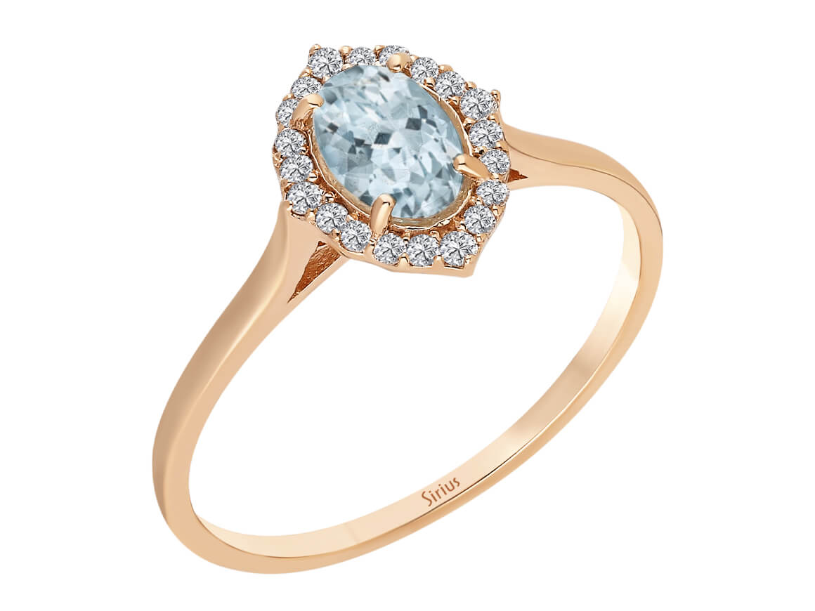 Diamant und Oval Schliff Aquamarin Ring – handgefertigter Diamantschmuck aus Feingold | Sirius Diamant