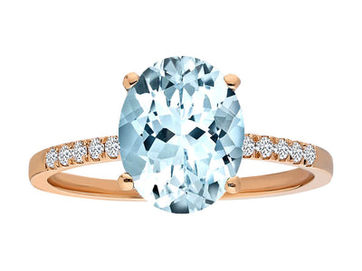Diamond and Aquamarine Ocean Ring in 14K Rose Gold