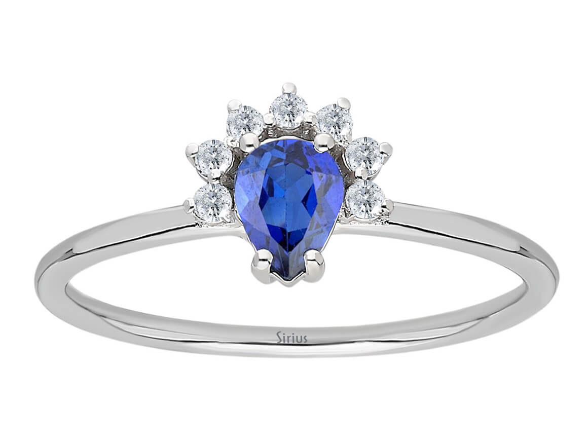 Diamond and Pear Cut Sapphire Ring