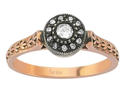 Rose-cut diamond ring in 8-carat red gold
