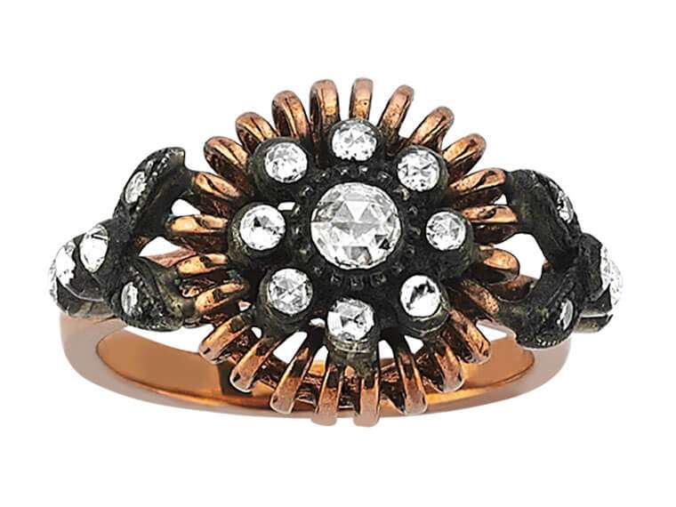 Design Rose-Schliff Diamantring in 8 Karat Rotgold – handgefertigter Diamantschmuck aus Feingold | Sirius Diamant