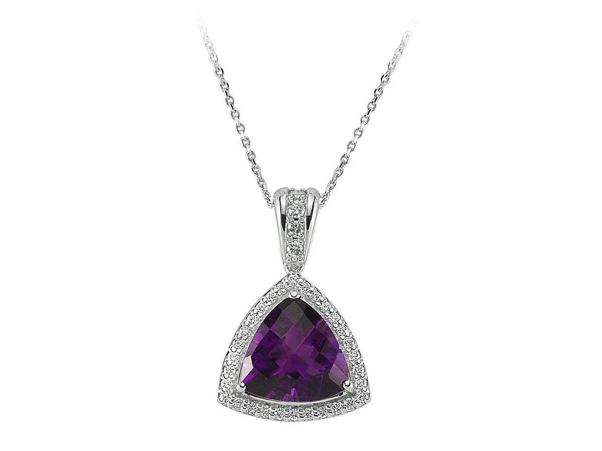 Diamat und Trillion Schliff Amethyst Collier - handgefertigter Diamantschmuck aus Feingold | Sirius Diamant