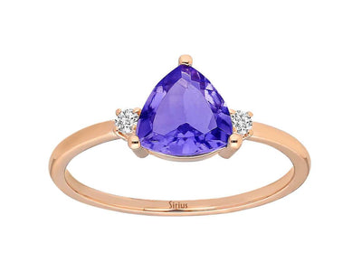 Diamond and trilliant-cut iolite ring