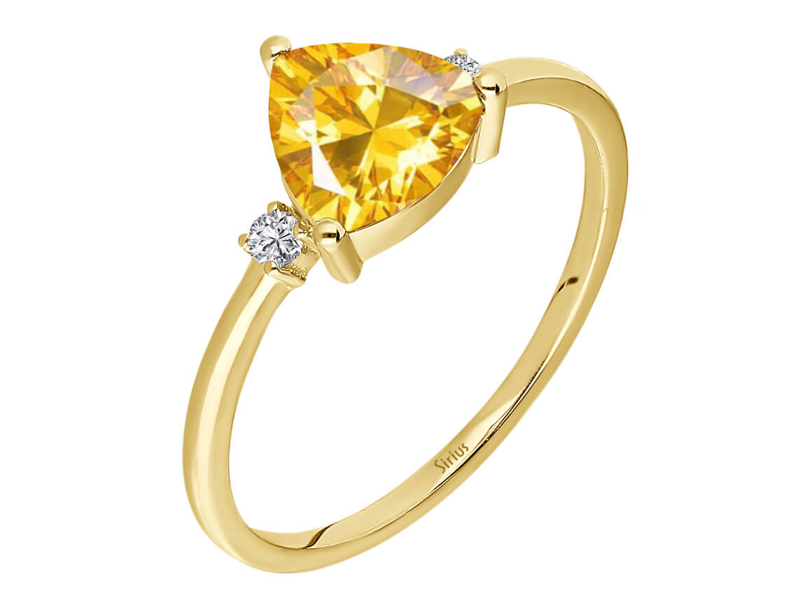 Diamant und Trillant Schliff Citrin Ring - handgefertigter Diamantschmuck aus Feingold | Sirius Diamant