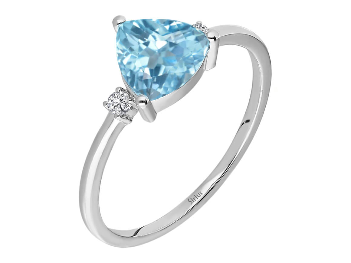 Diamant und Trillant Schliff Blauer Topas Ring - handgefertigter Diamantschmuck aus Feingold | Sirius Diamant