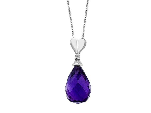 Diamond and drop amethyst necklace