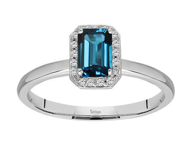 Diamond and Emerald Cut London Blue Topaz Ring