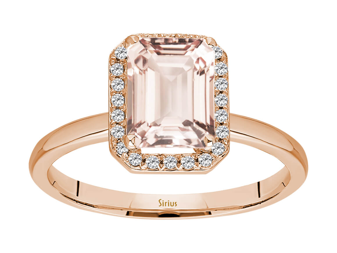 Diamant und Emerald Cut Morganit Ring - handgefertigter Diamantschmuck aus Feingold | Sirius Diamant