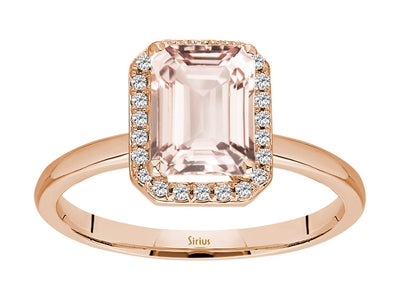 Diamond and Emerald Cut Morganite Ring