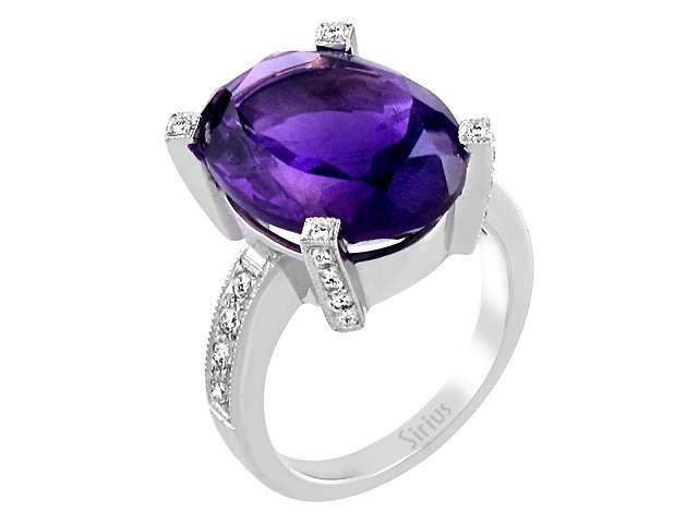 Diamant und Oval Amethyst Ring - handgefertigter Diamantschmuck aus Feingold | Sirius Diamant