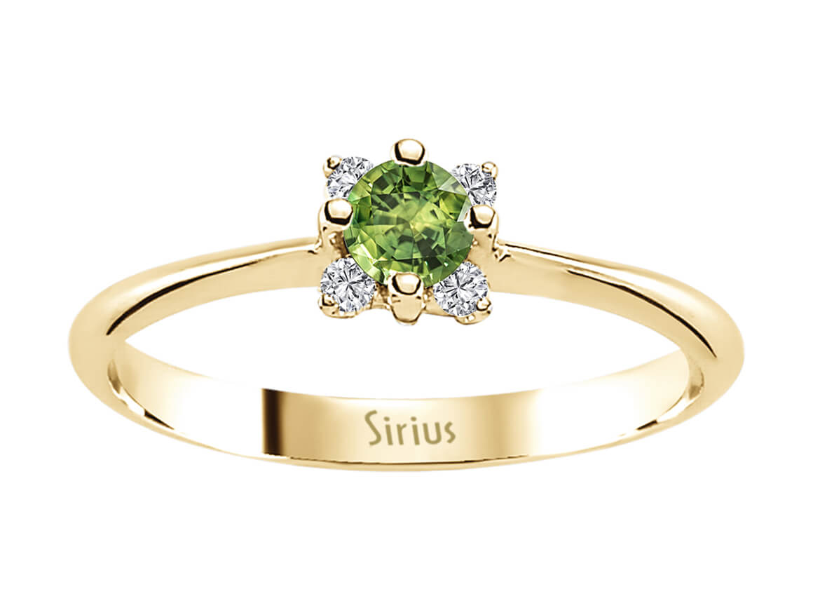 Diamond and Green Sapphire Aurora Gemini Ring