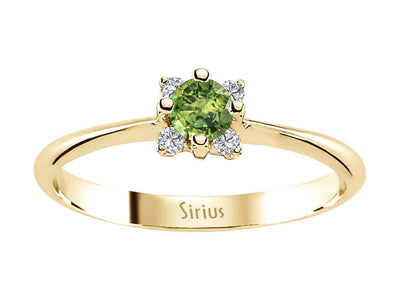 Diamond and Green Sapphire Aurora Gemini Ring