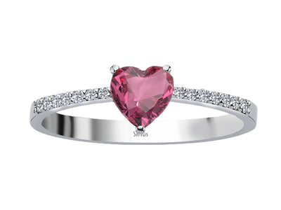 Diamond and Heart Cut Tourmaline Ring