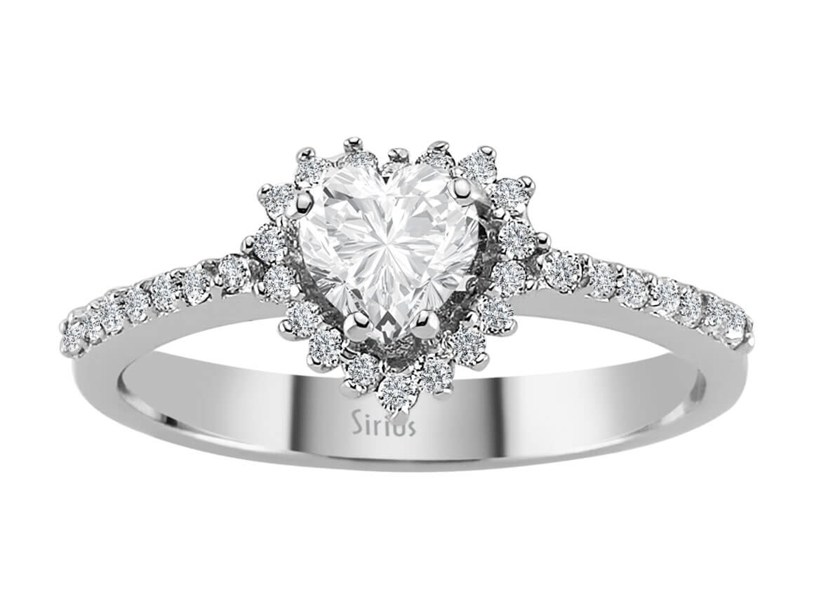 Diamond and Heart Cut White Topaz Ring