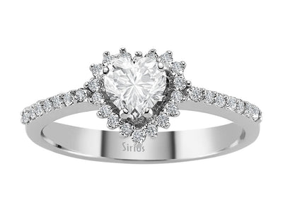 Diamond and Heart Cut White Topaz Ring