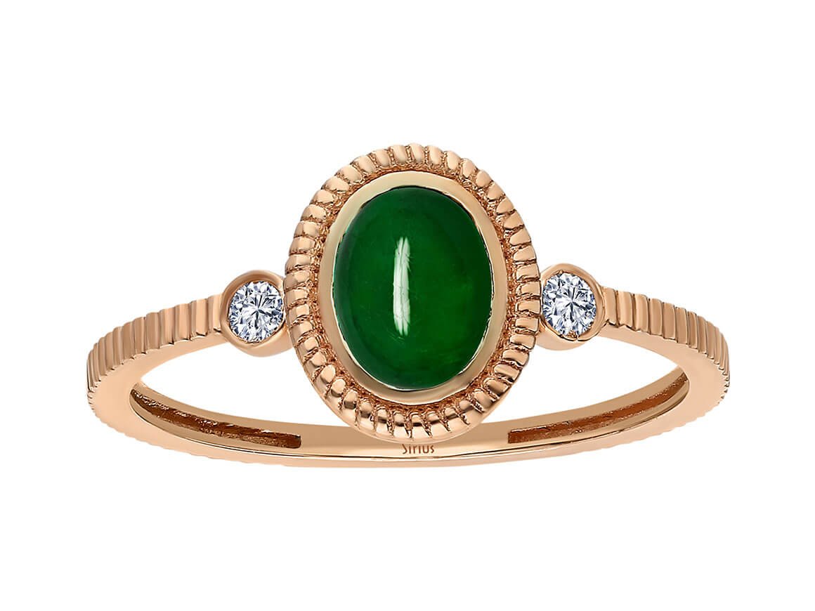 Diamant und Cabochon-Schliff Smaragd Ring - handgefertigter Diamantschmuck aus Feingold | Sirius Diamant
