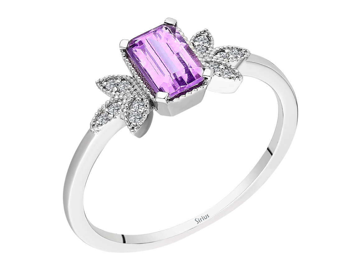 Diamond and Lilac Amethyst Ring