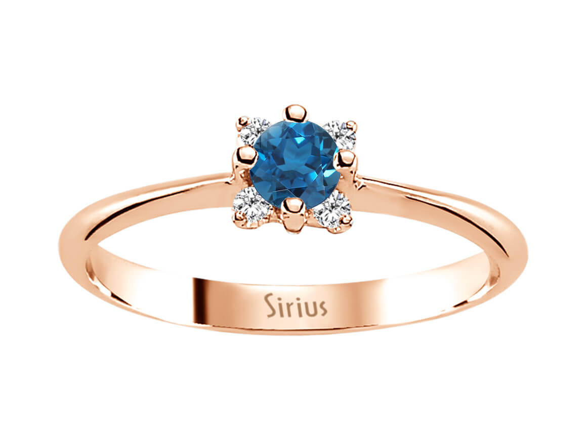 Diamant und London Blauer Topas Ring - handgefertigter Diamantschmuck aus Feingold | Sirius Diamant