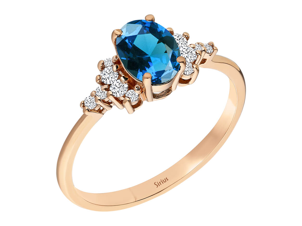 Diamant und London Blauer Topas Ring – handgefertigter Diamantschmuck aus Feingold | Sirius Diamant