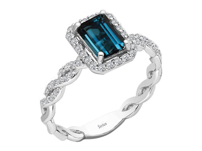 Diamond and London Blue Topaz Samsara Ring