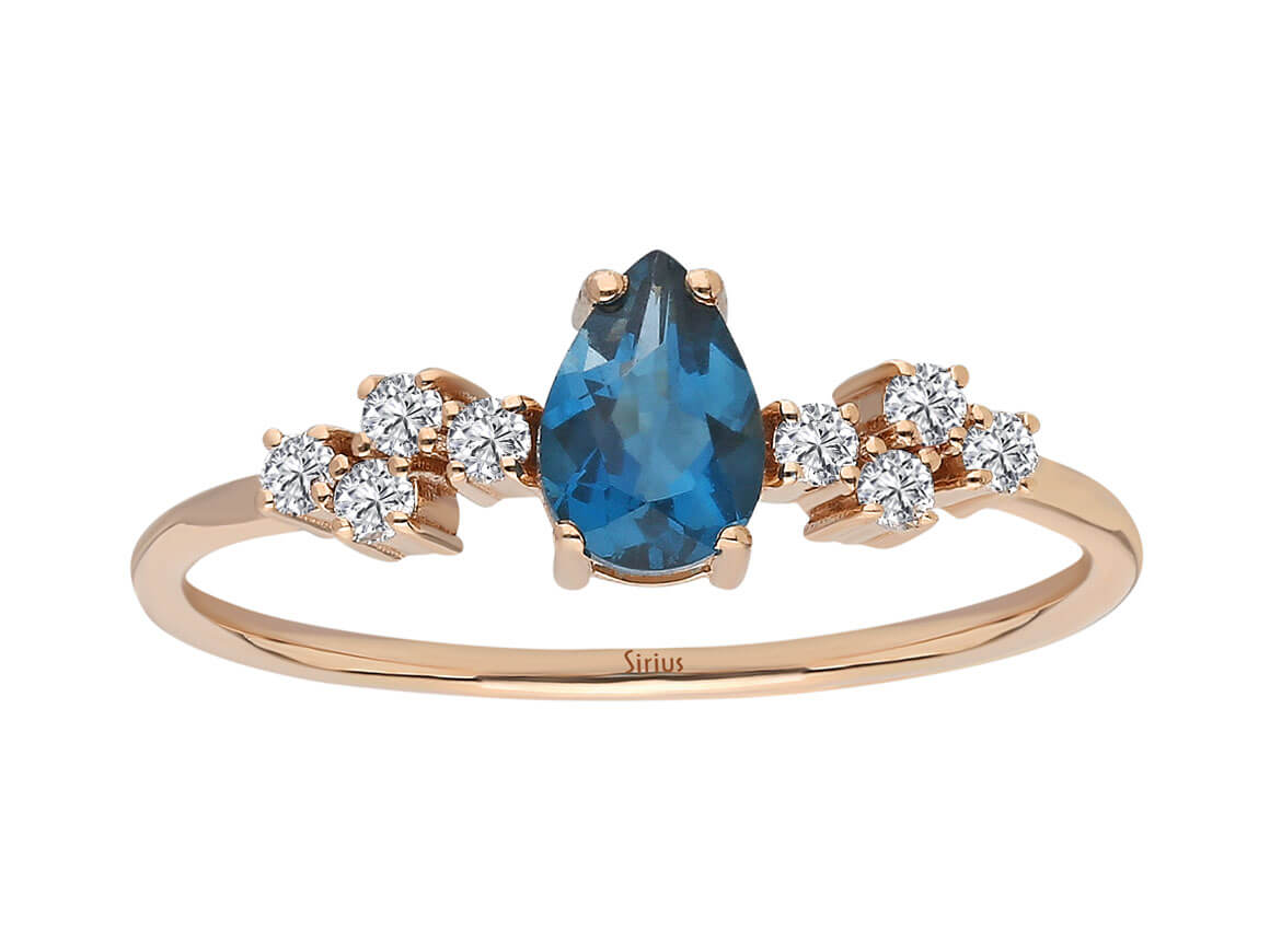 Diamant und London Blauer Topas Ring - handgefertigter Diamantschmuck aus Feingold | Sirius Diamant