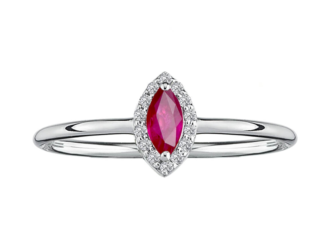 Diamond and Marquise Cut Pink Tourmaline Ring